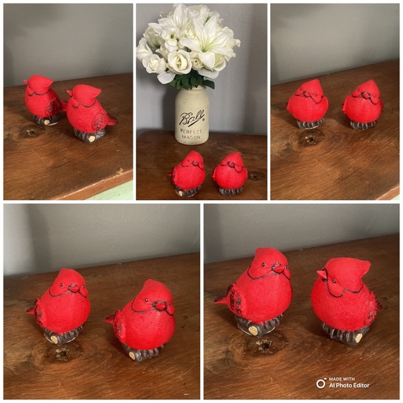 NWT- 2 Absolutely Precious Chubby- Red Cardinals- Love Bird Decorations - Picture 1 of 17